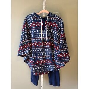 Cuddl Duds Fleece Lounge Set XL Cozy Nordic Fair Isle Hoodie Pajamas‎ Cozycore